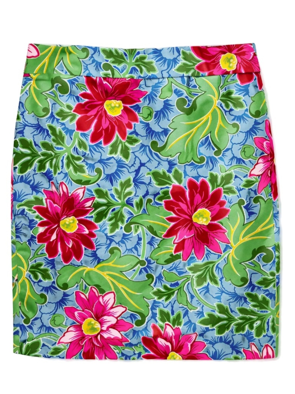 Talbots Tropical Floral Skirt Blue Pink Resort Preppy Cotton Petite 6P
